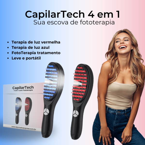 CapilarTech 4 em 1 - Sua escova de fototerapia + Brinde