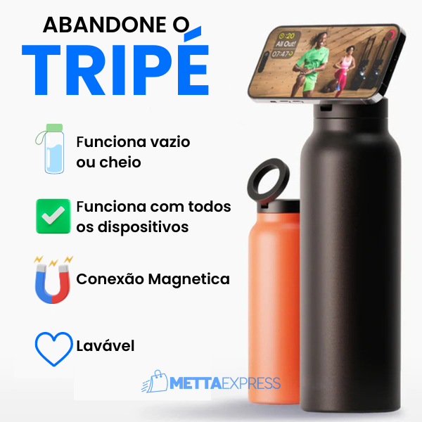 Garrafa Térmica com Suporte Magnético AquaFlex® + Brinde