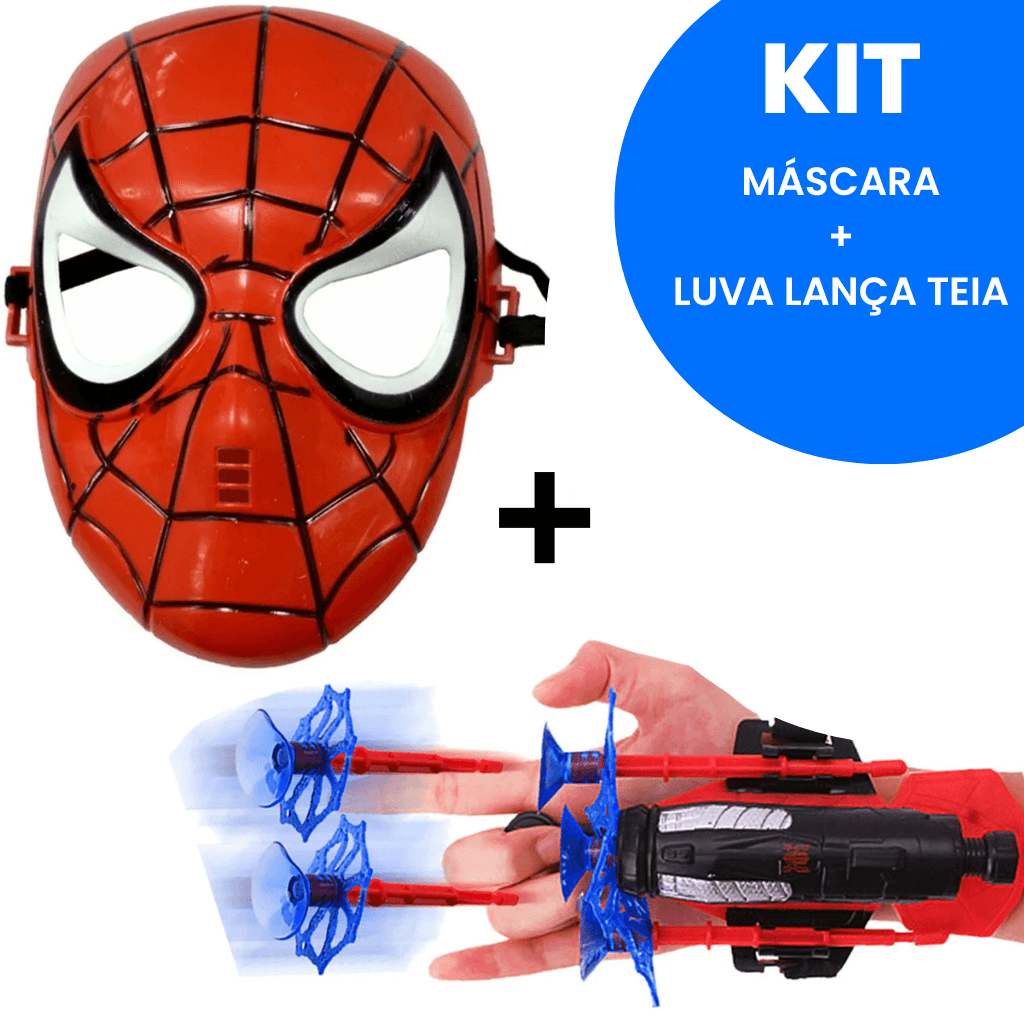 Kit Luva Do Homem Aranha Lança Teia + Máscara COM LED - MettaExpress